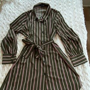 Button Up Dress with Collar & Waist Tie